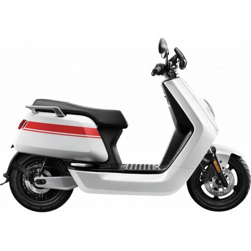 Niu NGT Electric Moped White Red Side View
