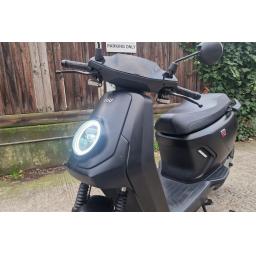 Niu MQiGT Evo Black Electric Moped - Front Left Detail.jpg